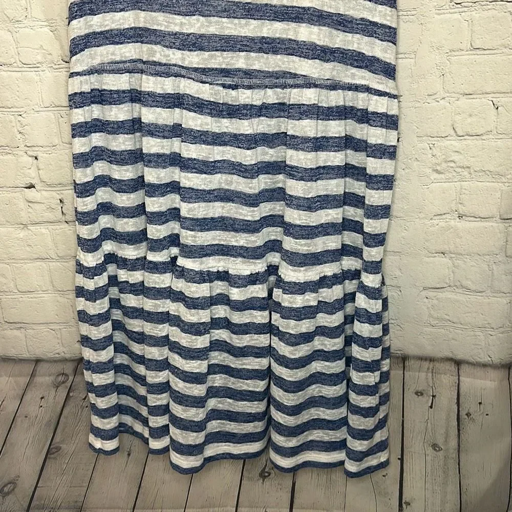 Tommy Hilfiger GRAY/BLUE STRIPES Wide Stripe Cap‎ Sleeve Dress Cover-up, US L/XL